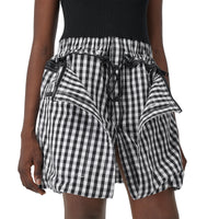 Robe repliable en laine technique et coton vichy - Noir