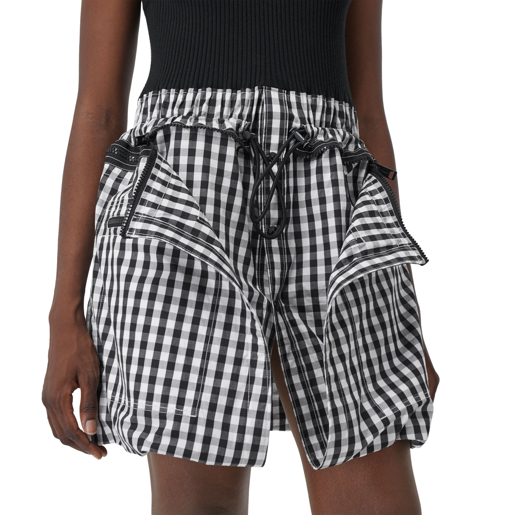 Robe repliable en laine technique et coton vichy - Noir