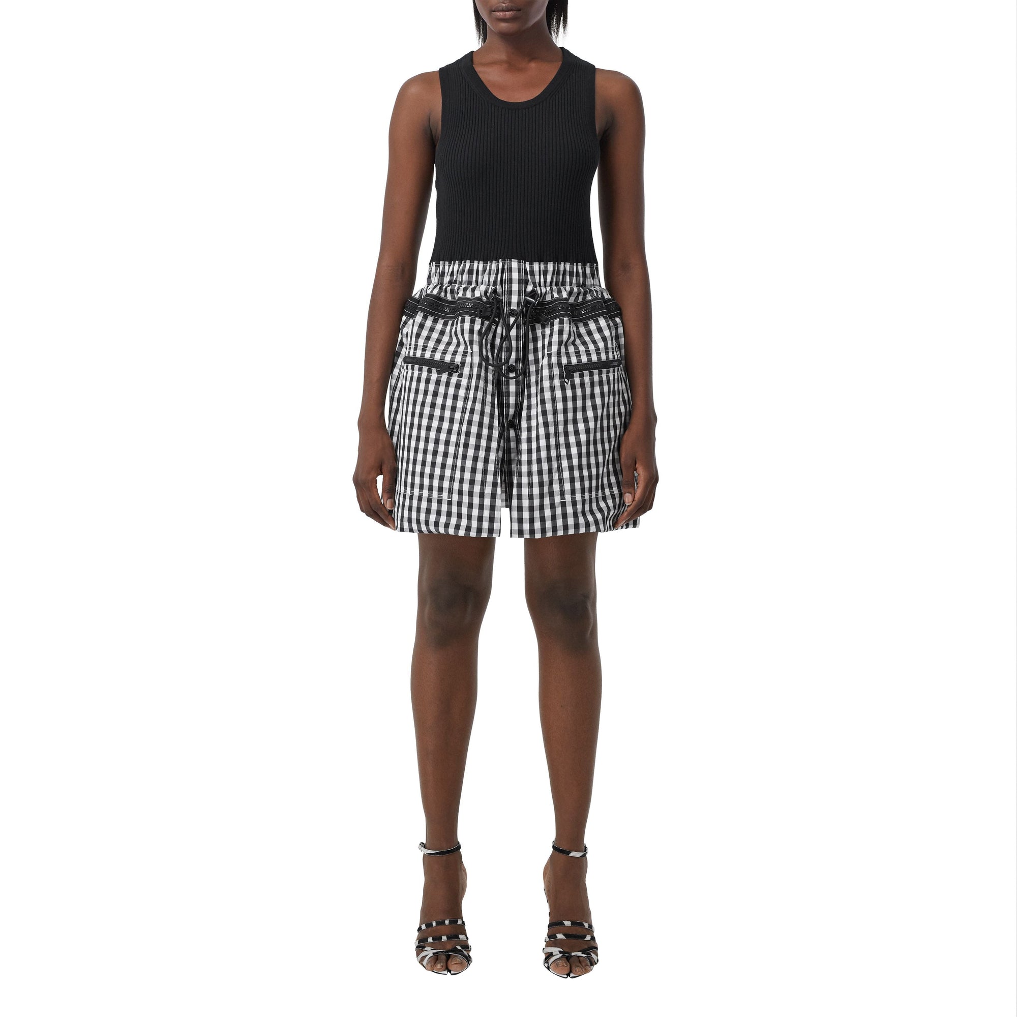 Robe repliable en laine technique et coton vichy - Noir