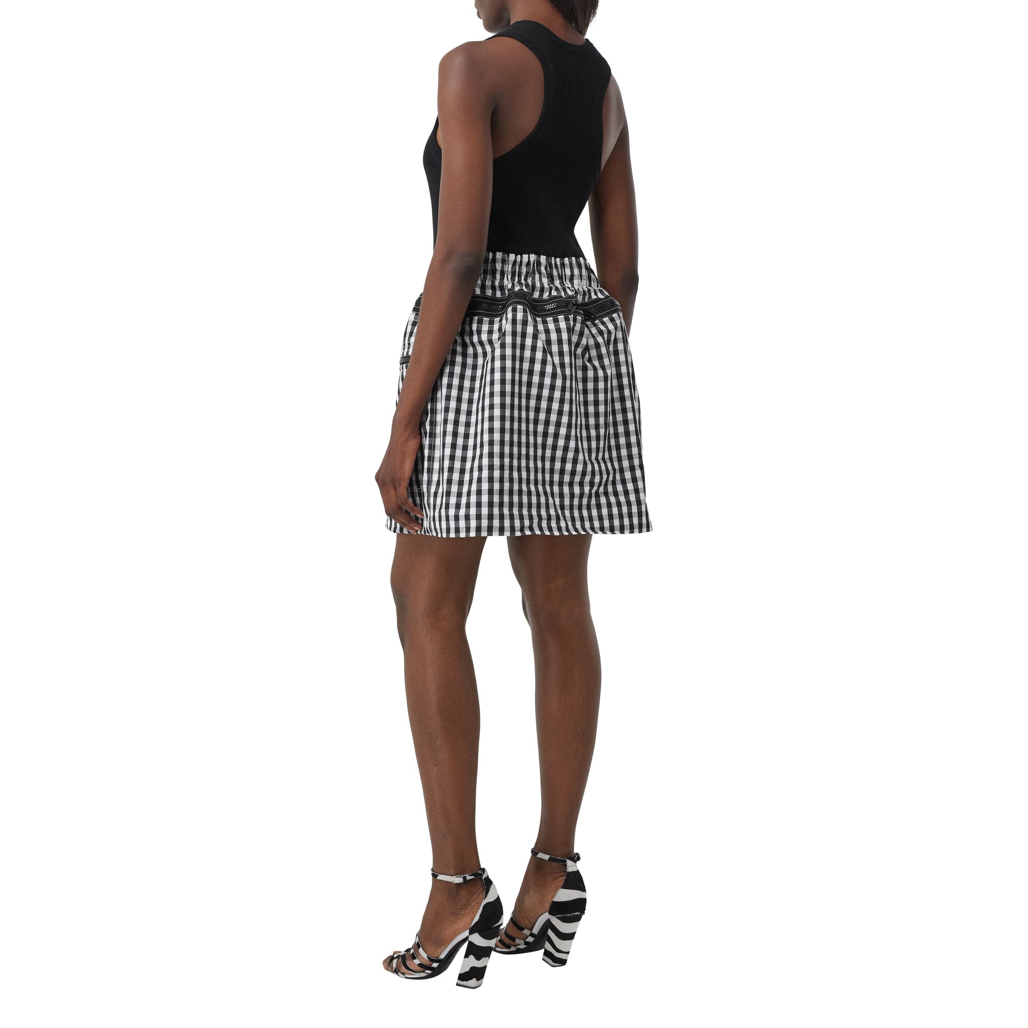 Robe repliable en laine technique et coton vichy - Noir