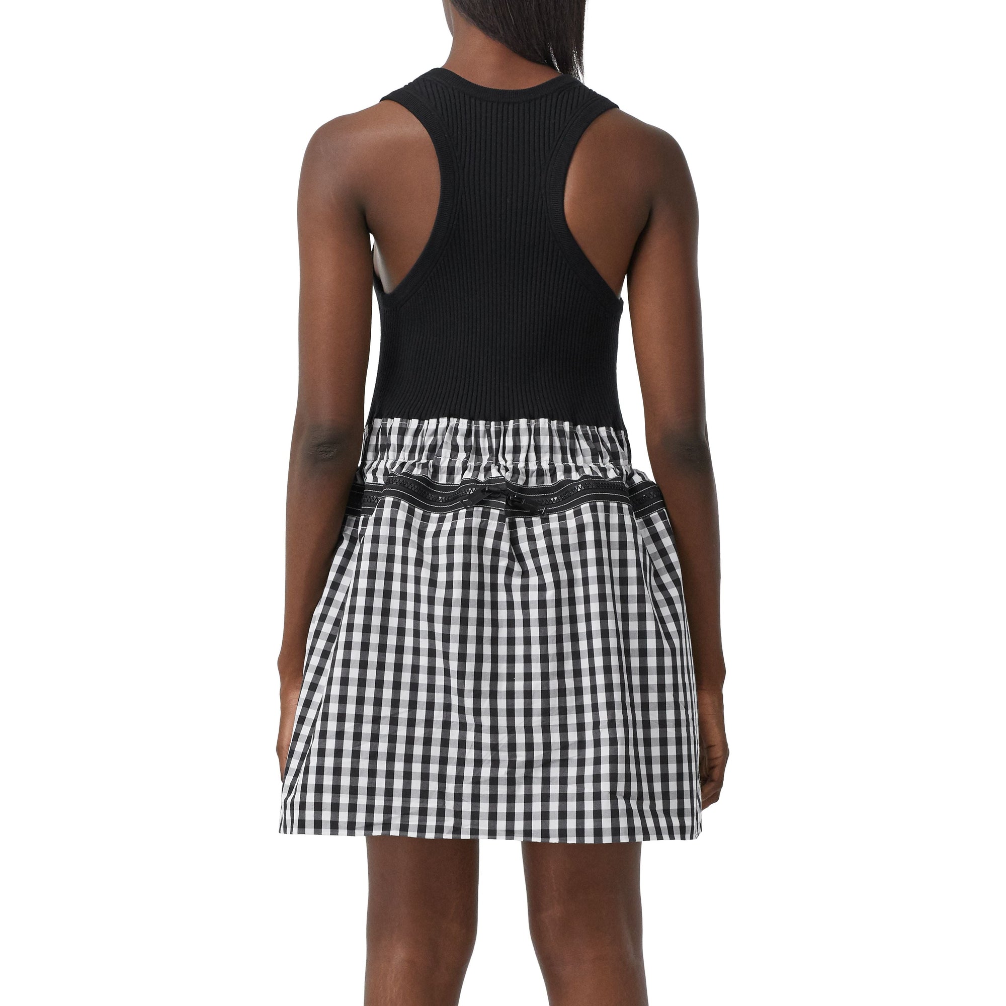 Robe repliable en laine technique et coton vichy - Noir