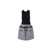 Robe repliable en laine technique et coton vichy - Noir