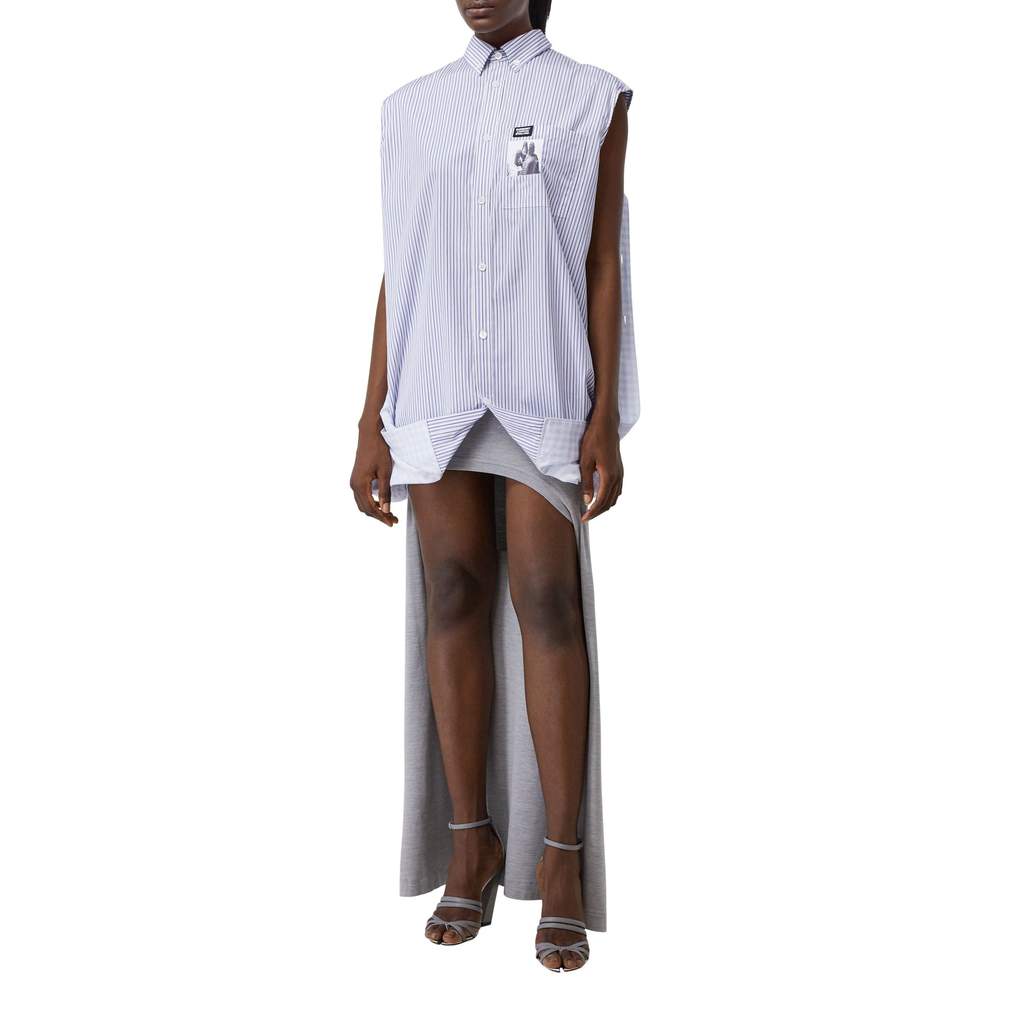PALE BLUE Double chemise oversize rayée et vichy