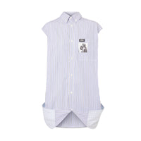 PALE BLUE Double chemise oversize rayée et vichy