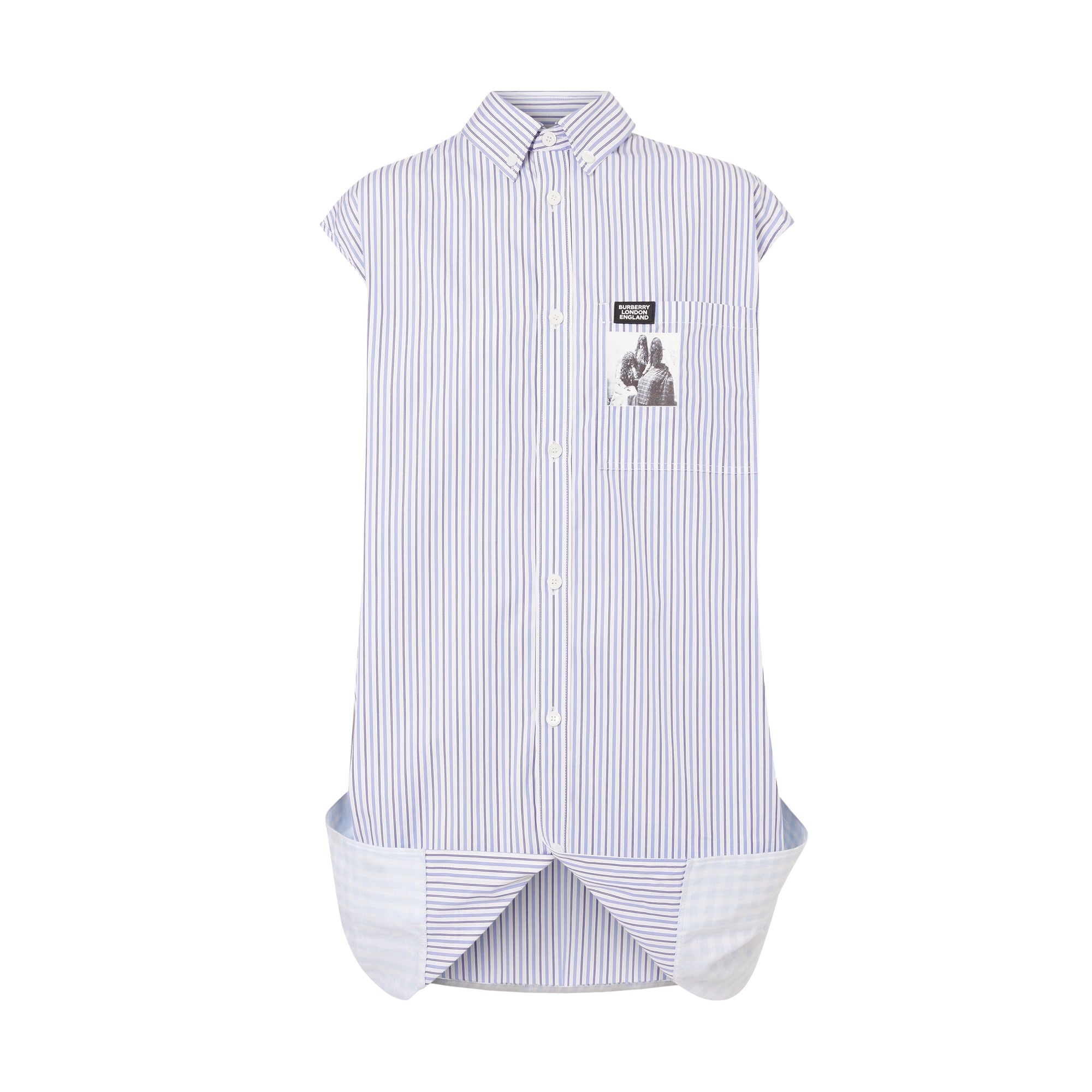 PALE BLUE Double chemise oversize rayée et vichy