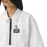 OPTIC WHITE Chemise oversize à manches courtes en coton avec maille côtelée