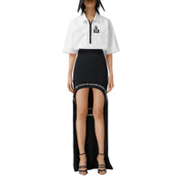 OPTIC WHITE Chemise oversize à manches courtes en coton avec maille côtelée