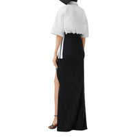 OPTIC WHITE Chemise oversize à manches courtes en coton avec maille côtelée