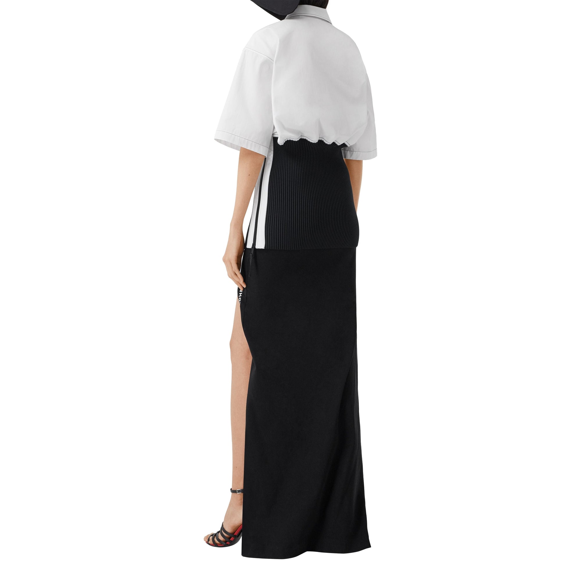 OPTIC WHITE Chemise oversize à manches courtes en coton avec maille côtelée