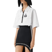 OPTIC WHITE Chemise oversize à manches courtes en coton avec maille côtelée