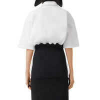 OPTIC WHITE Chemise oversize à manches courtes en coton avec maille côtelée