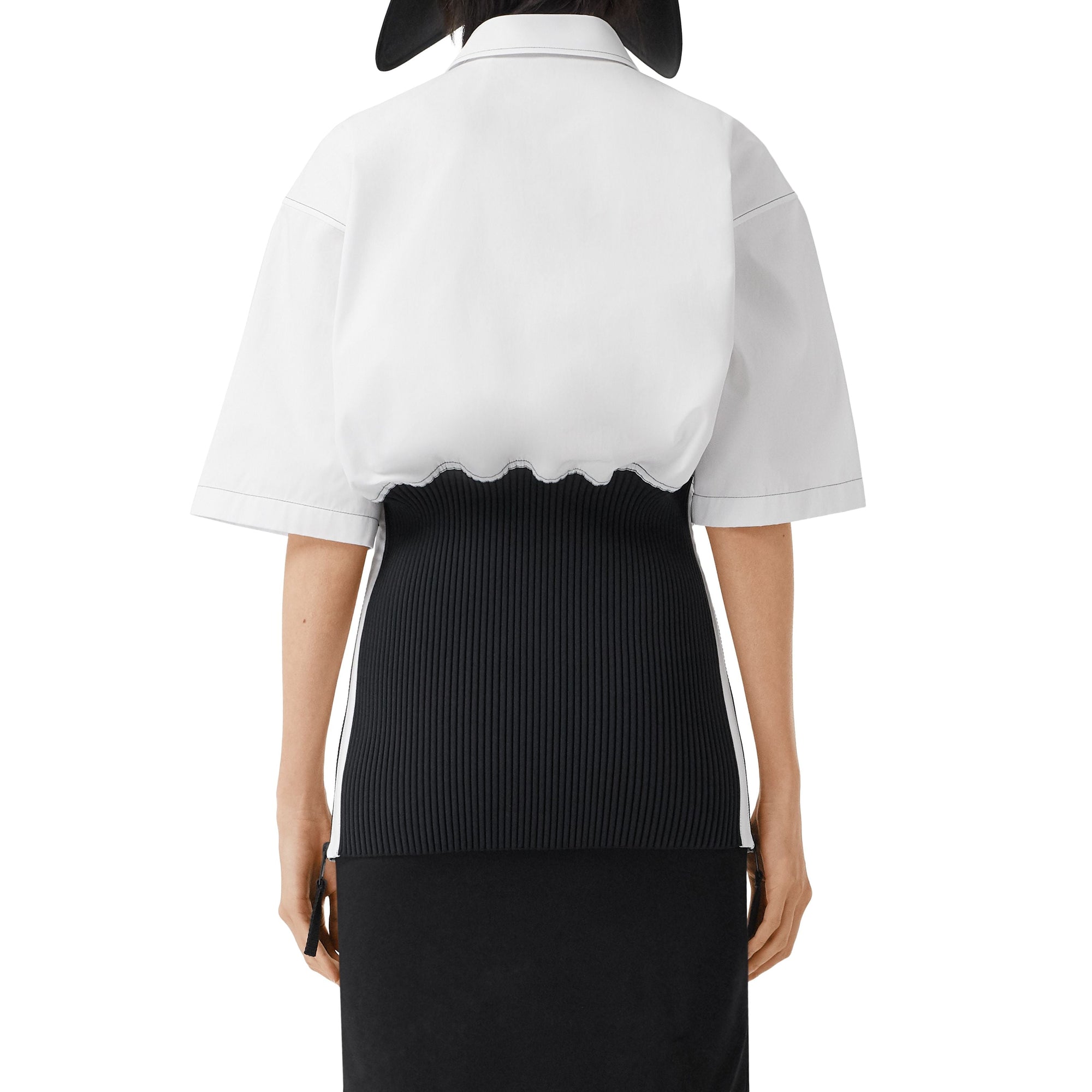 OPTIC WHITE Chemise oversize à manches courtes en coton avec maille côtelée