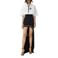 OPTIC WHITE Chemise oversize à manches courtes en coton avec maille côtelée