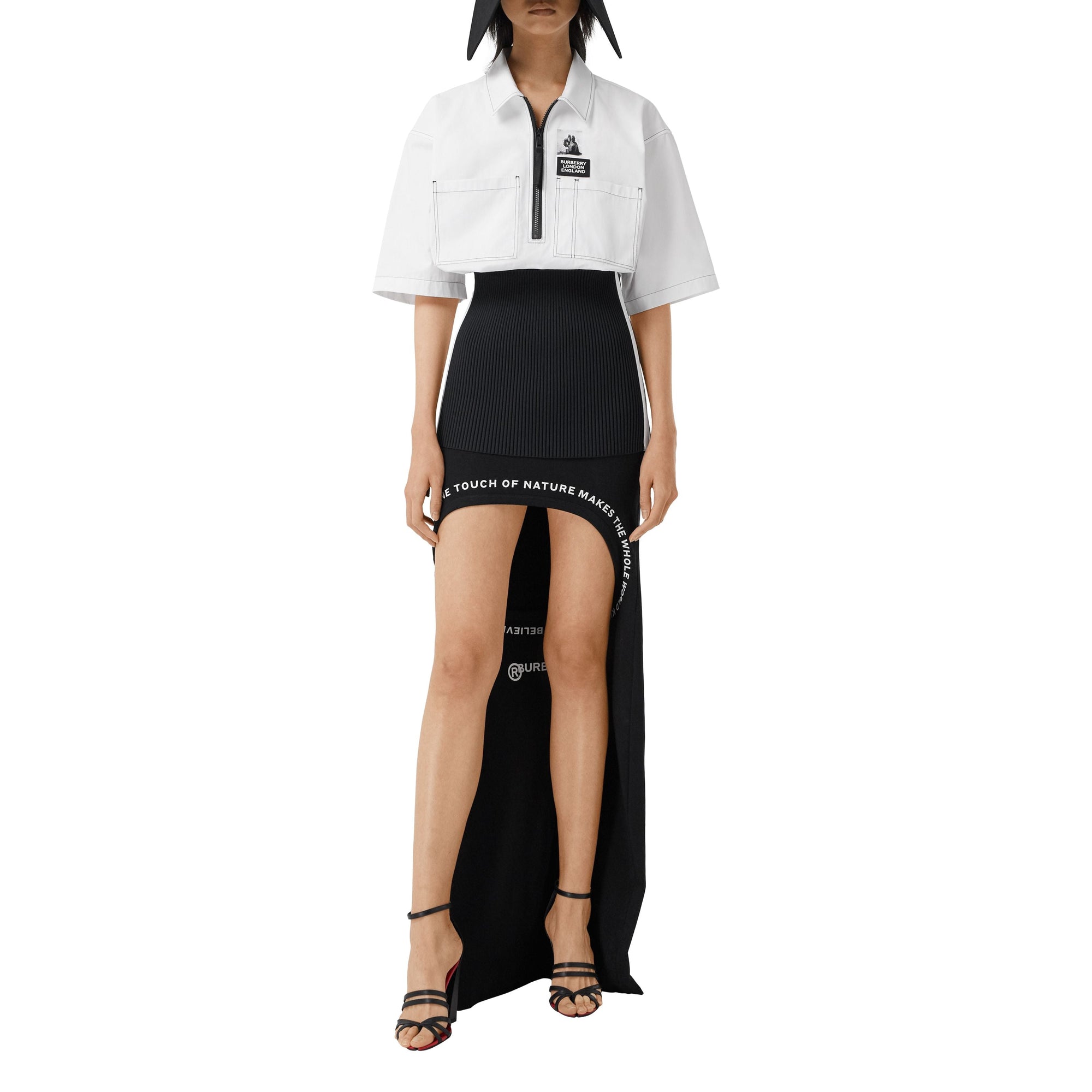 OPTIC WHITE Chemise oversize à manches courtes en coton avec maille côtelée