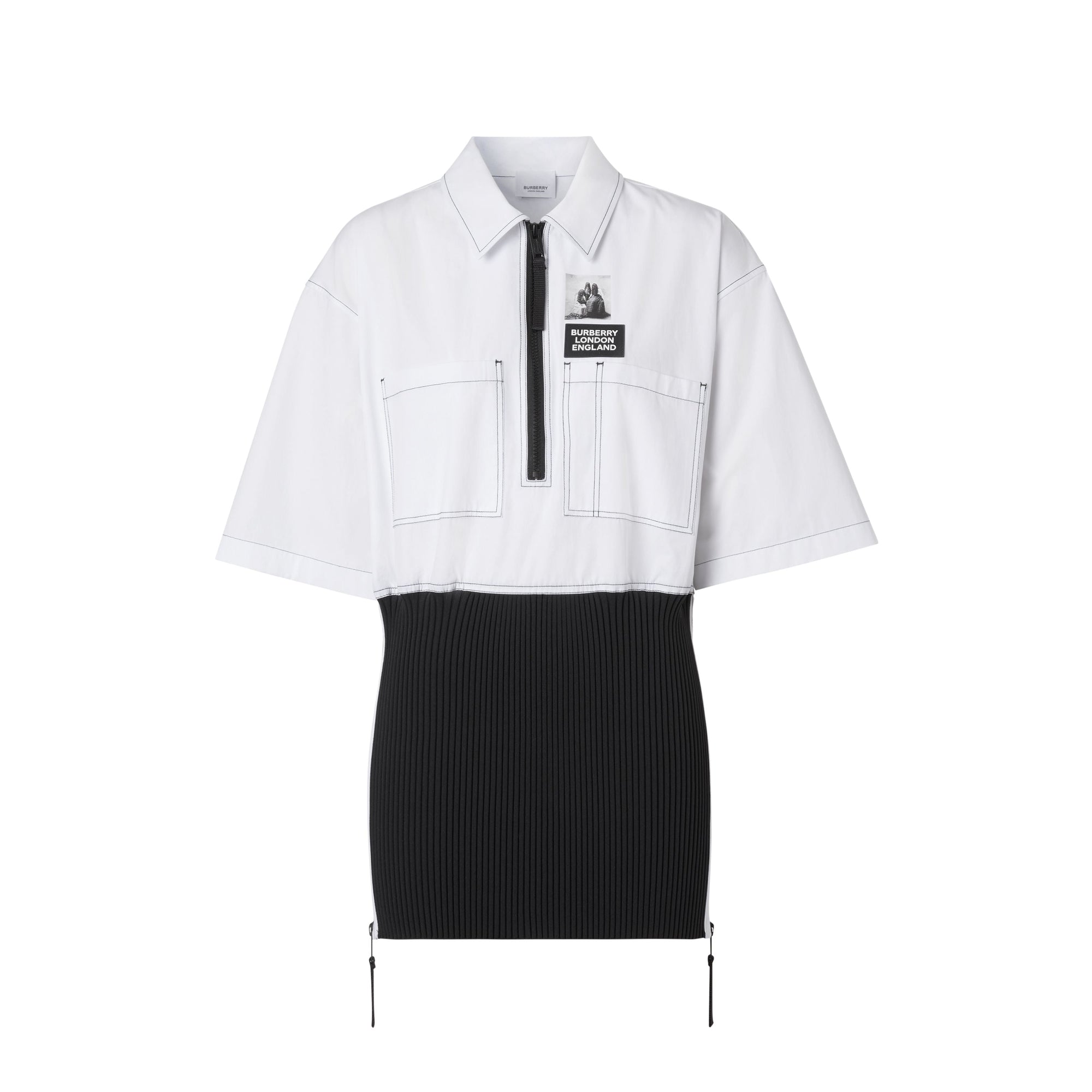 OPTIC WHITE Chemise oversize à manches courtes en coton avec maille côtelée