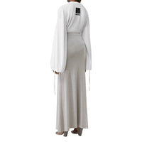 Jupe en jersey de soie stretch avec découpe - Camaïeu de gris
