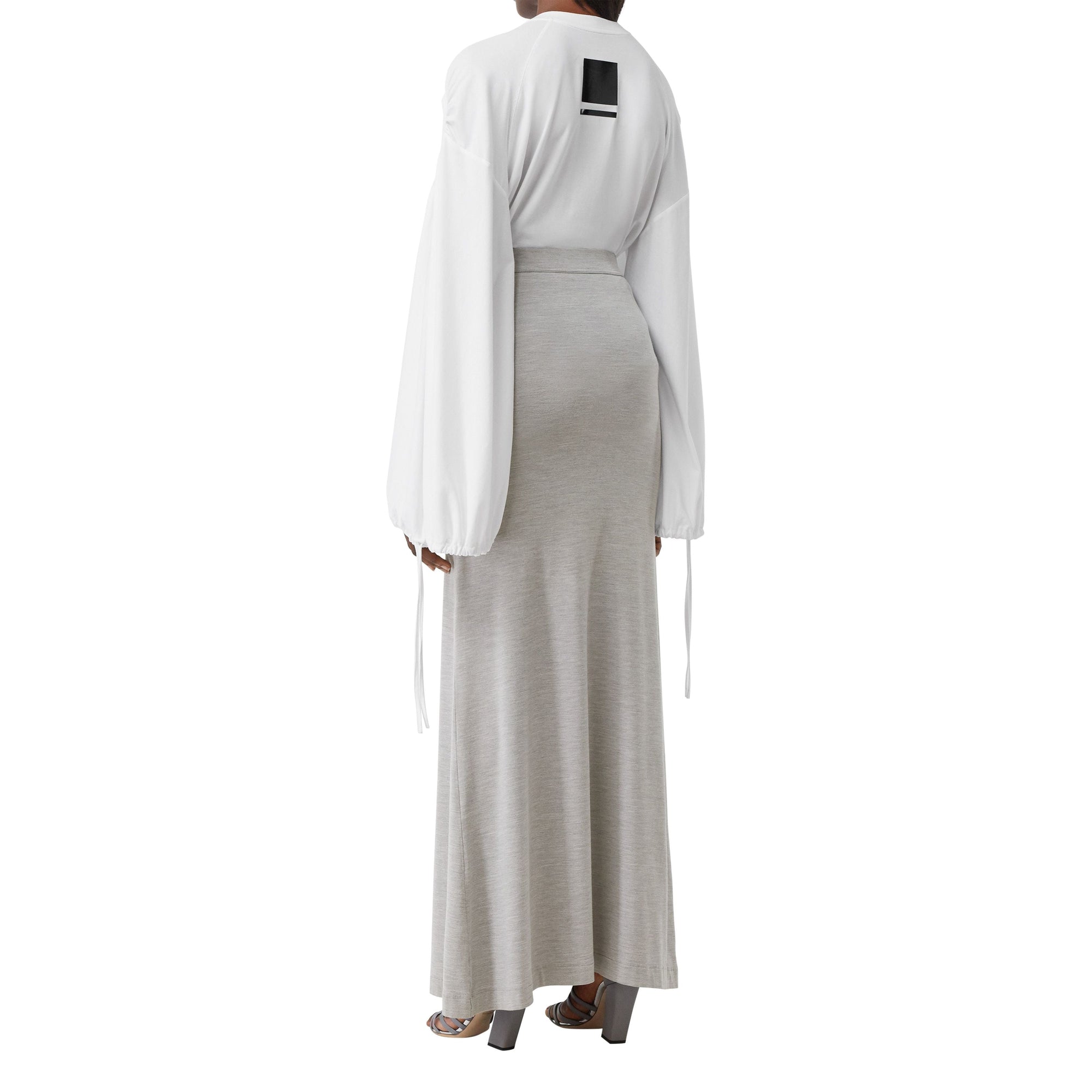 GREY MELANGE Jupe en jersey de soie stretch avec découpe
