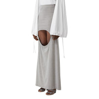 Jupe en jersey de soie stretch avec découpe - Camaïeu de gris