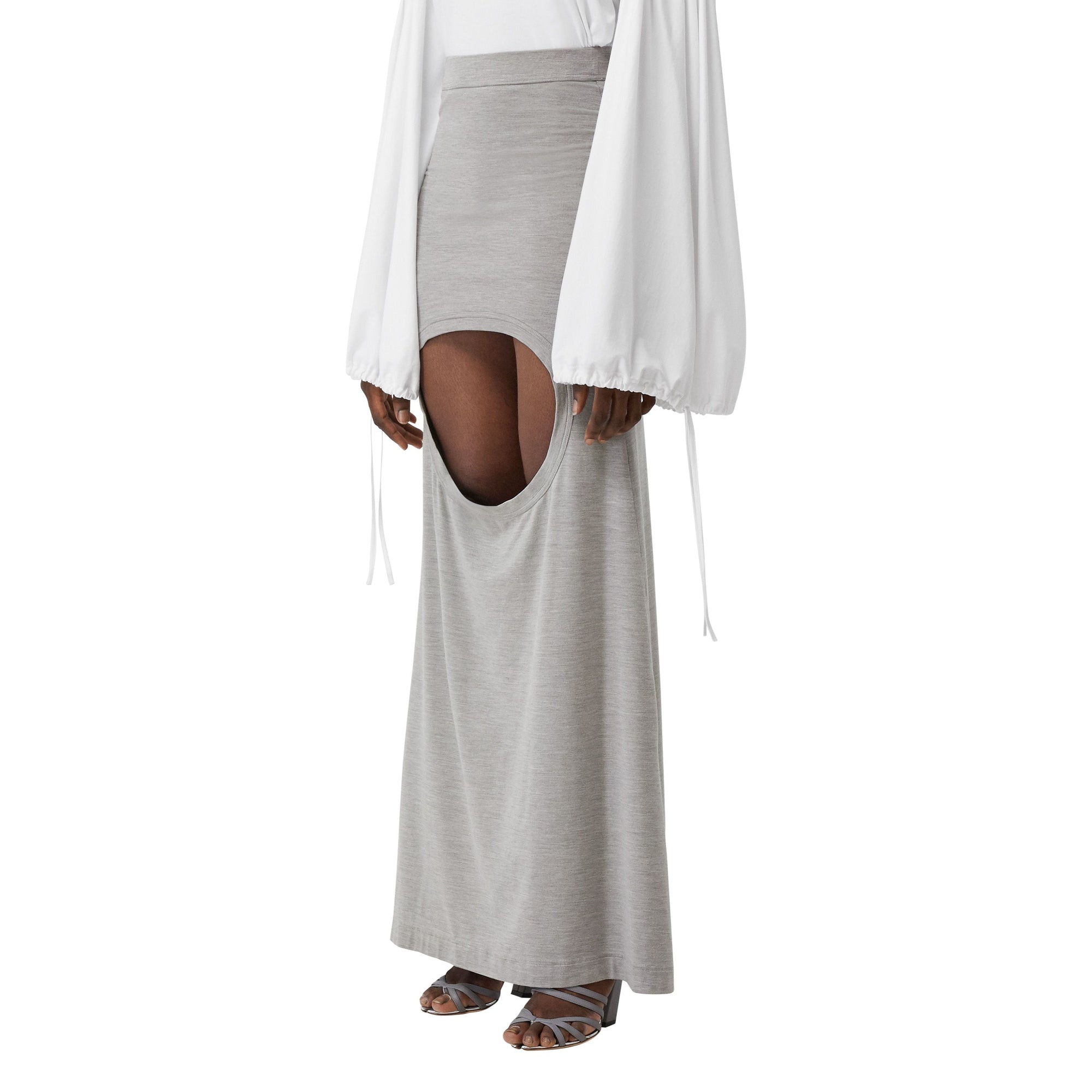 GREY MELANGE Jupe en jersey de soie stretch avec découpe