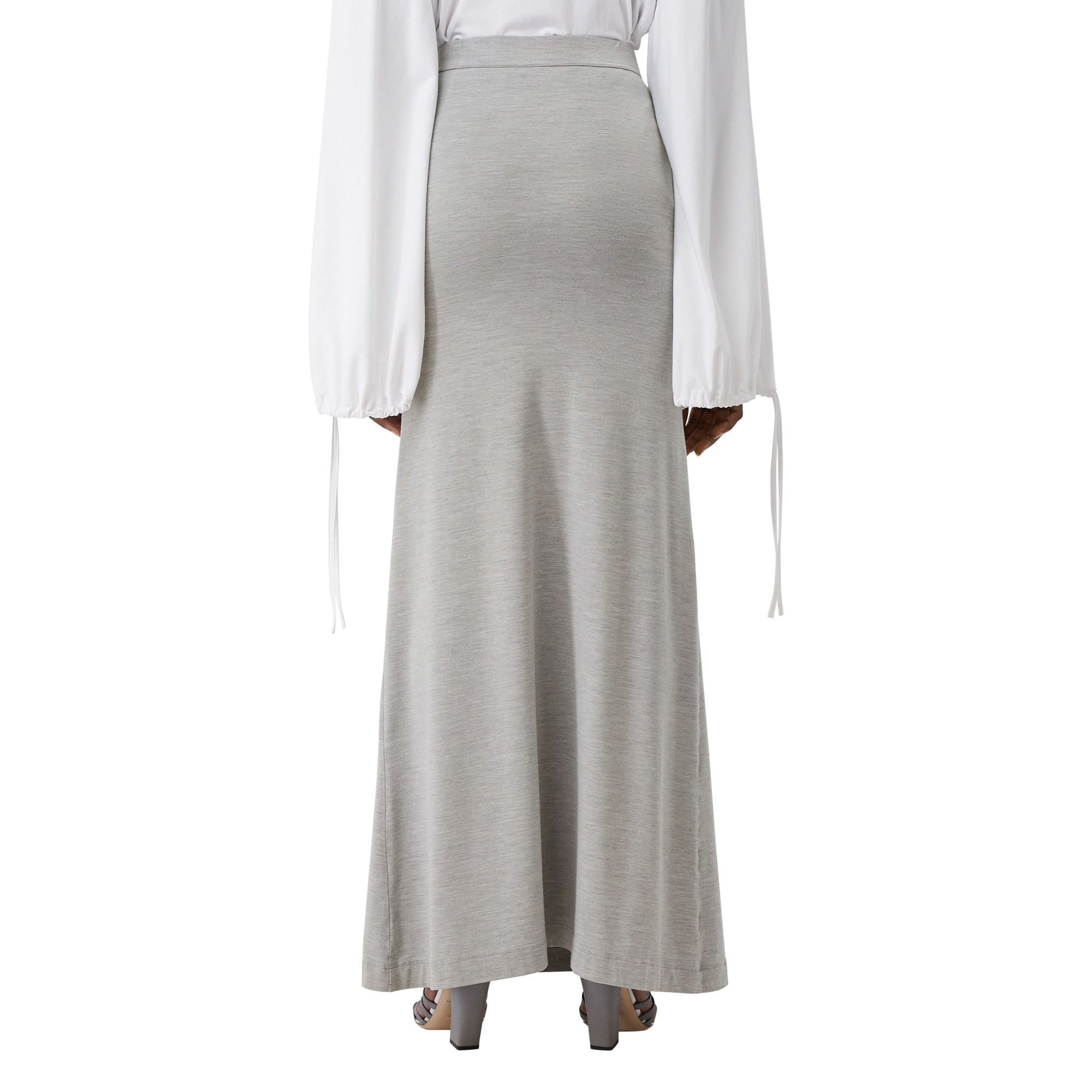 Jupe en jersey de soie stretch avec découpe - Camaïeu de gris