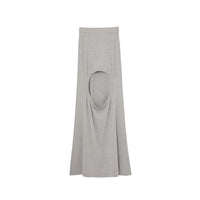 Jupe en jersey de soie stretch avec découpe - Camaïeu de gris