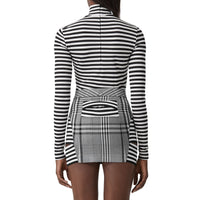 Haut à col roulé en jersey stretch rayé - Noir & blanc