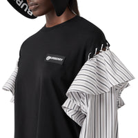 T-shirt en coton à volants - Noir