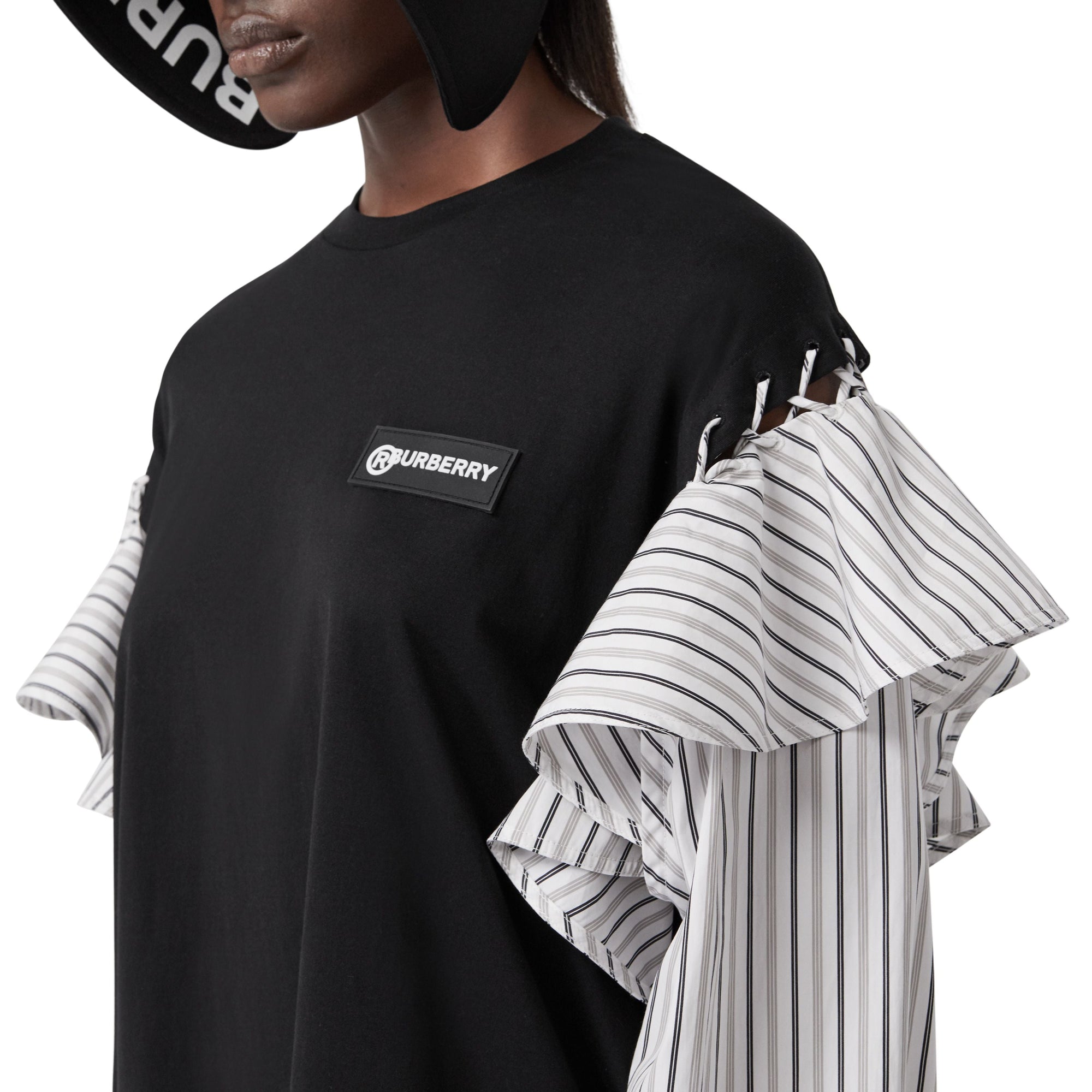 T-shirt en coton à volants - Noir