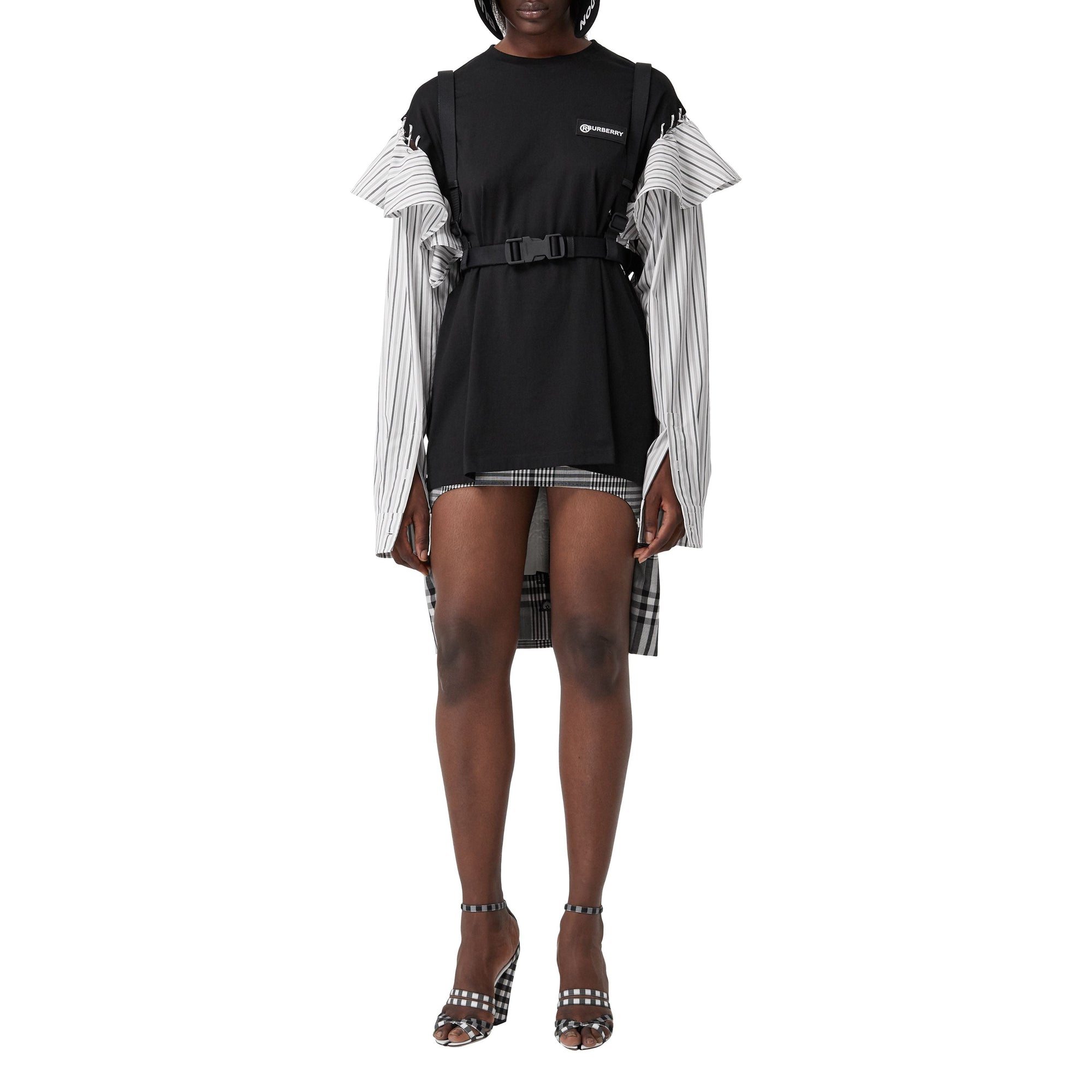 T-shirt en coton à volants - Noir