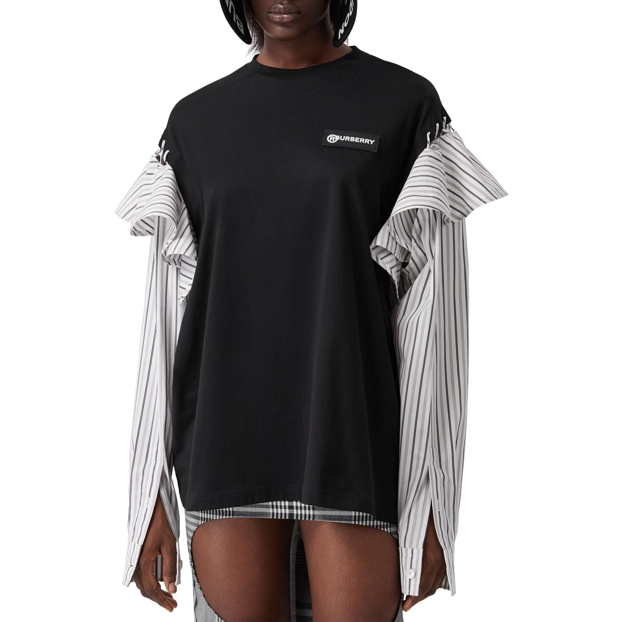 T-shirt en coton à volants - Noir