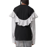T-shirt en coton à volants - Noir