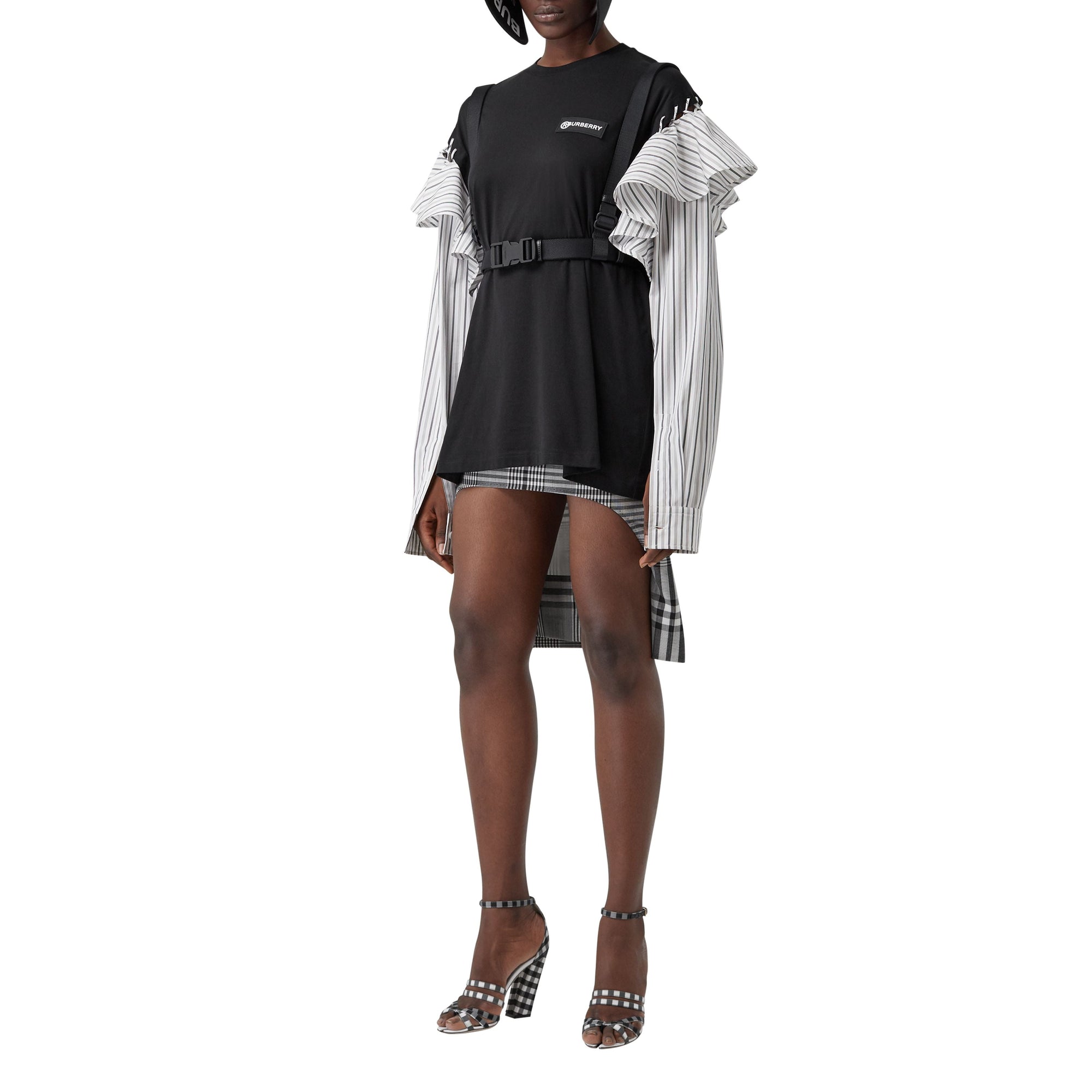 T-shirt en coton à volants - Noir