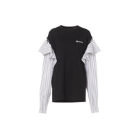 T-shirt en coton à volants - Noir