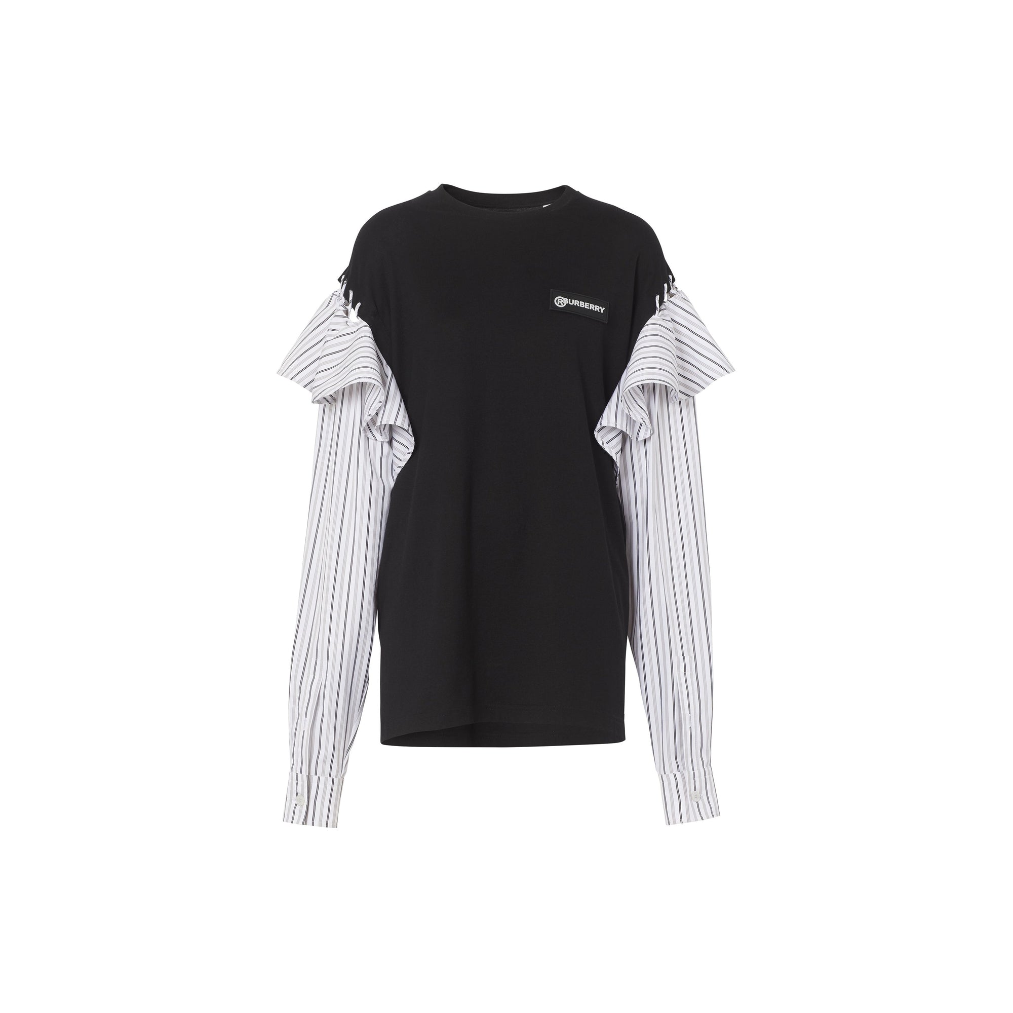 T-shirt en coton à volants - Noir