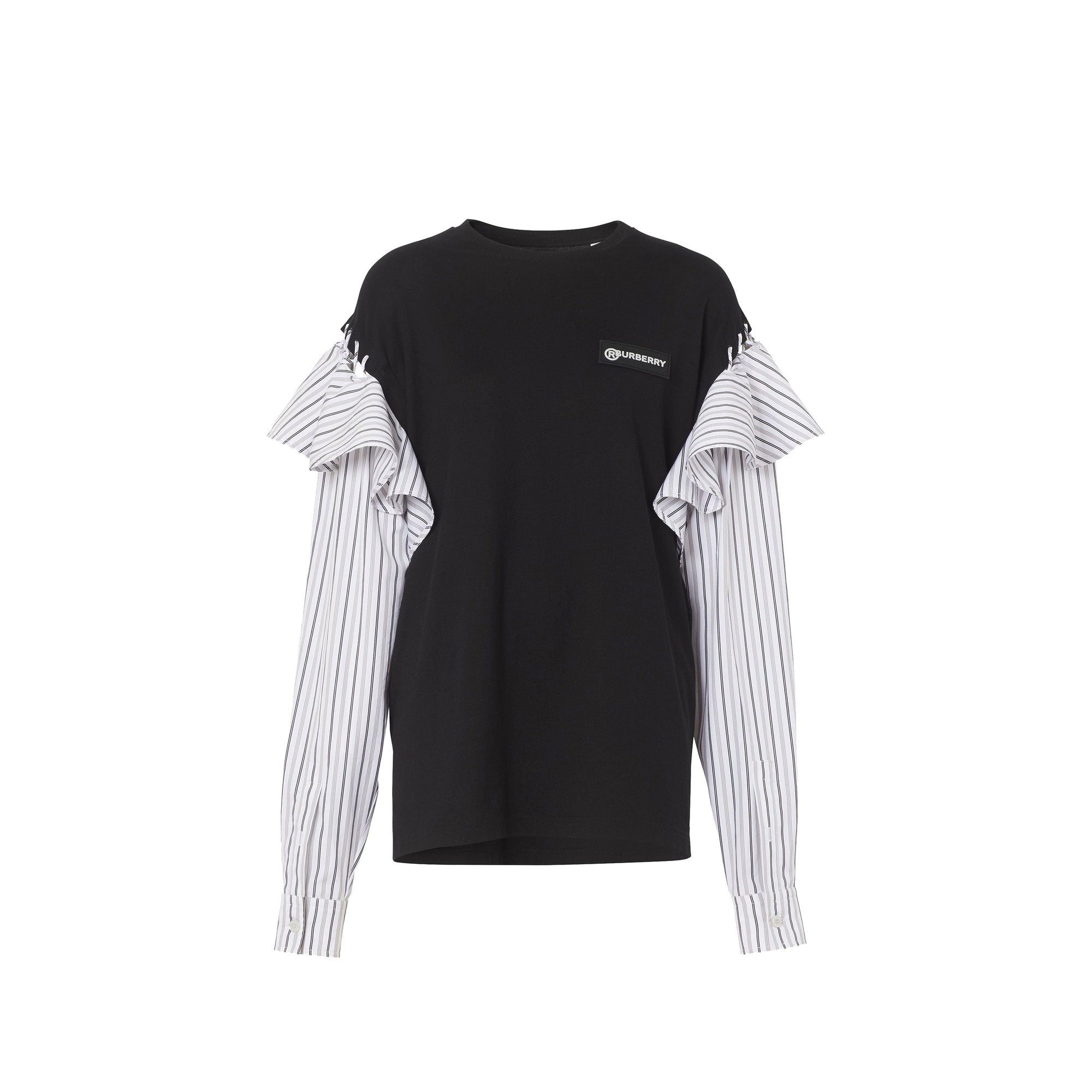 T-shirt en coton à volants - Noir