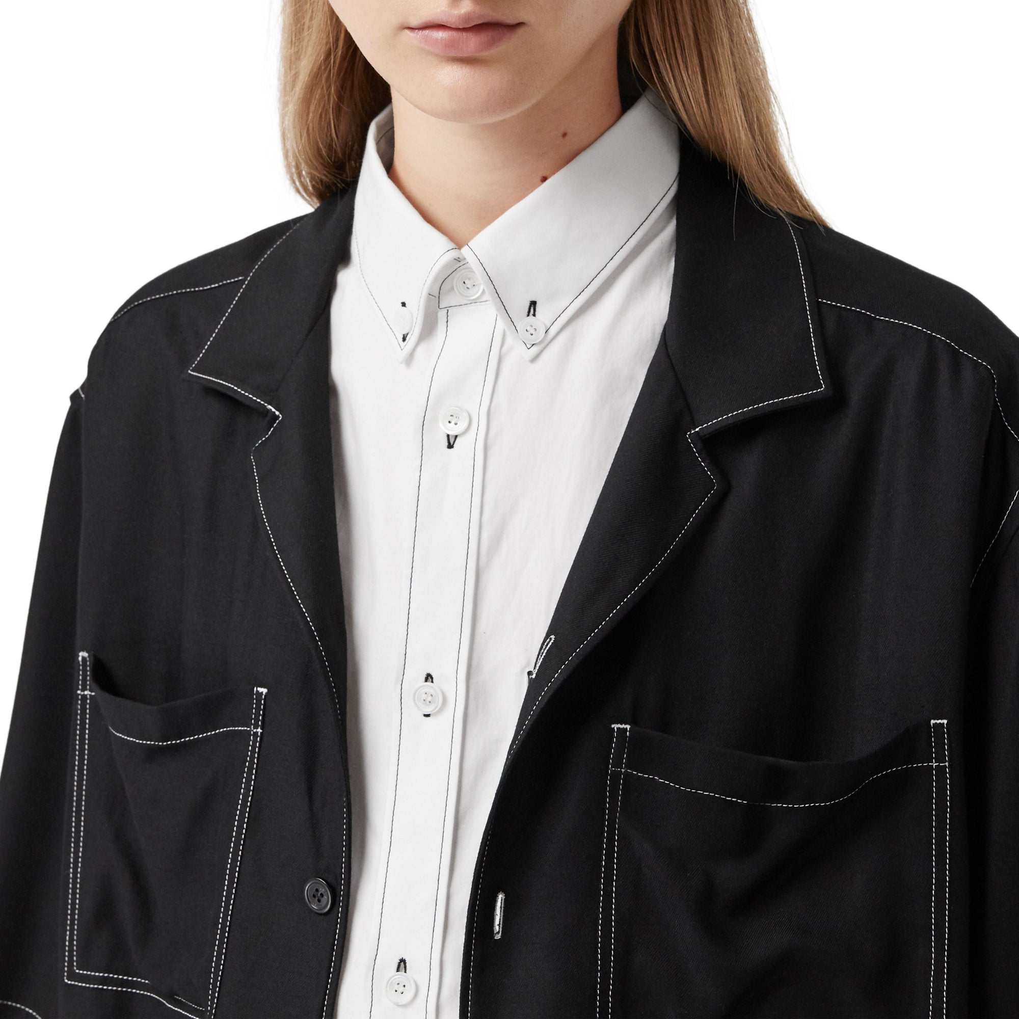 Double chemise oversize avec logo appliqué - Blanc optique