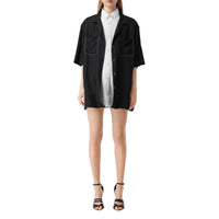 Double chemise oversize avec logo appliqué - Blanc optique