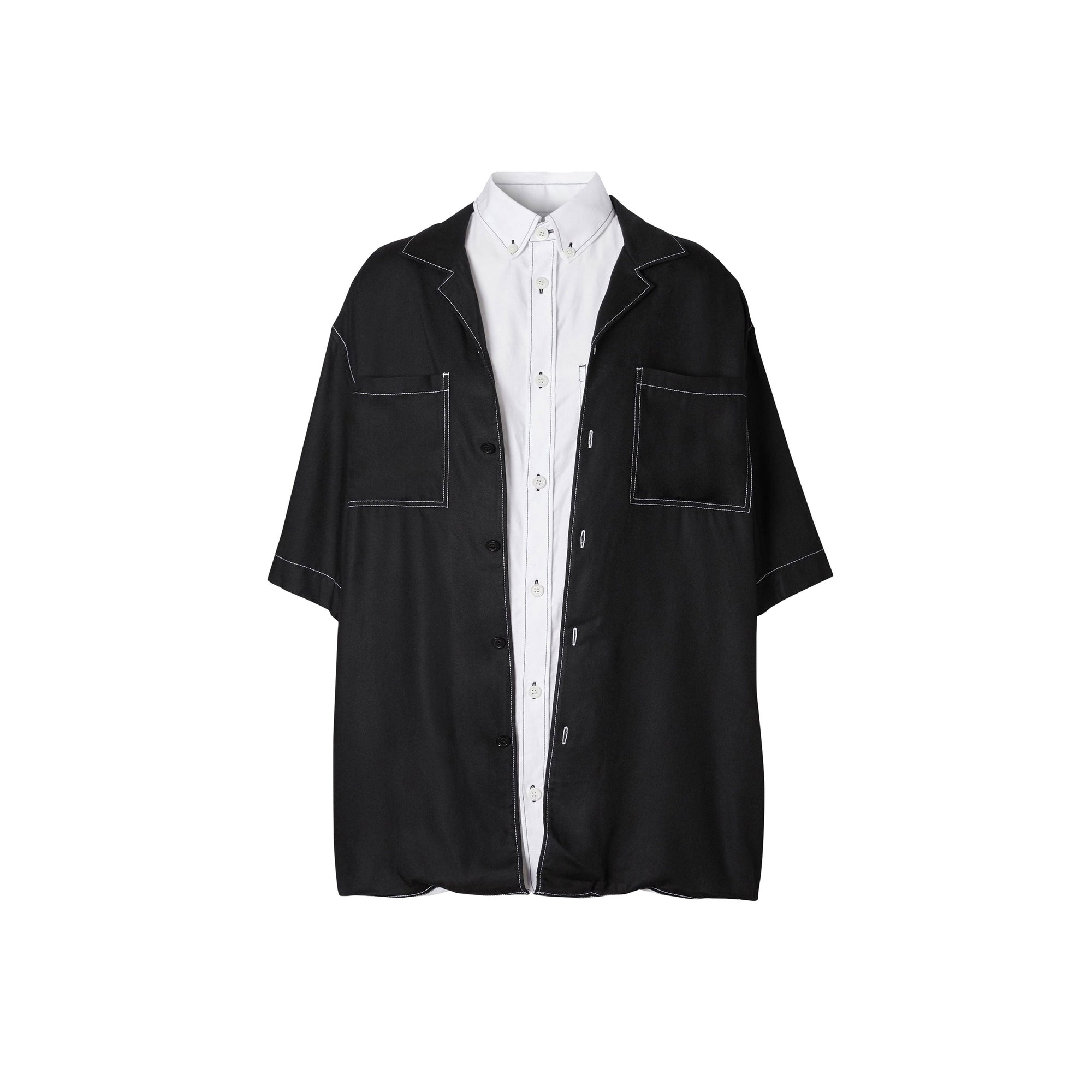 Double chemise oversize avec logo appliqué - Blanc optique