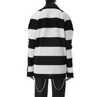 BLACK PATTERN Polo de rugby oversize en piqué de coton rayé avec zip