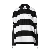 BLACK PATTERN Polo de rugby oversize en piqué de coton rayé avec zip