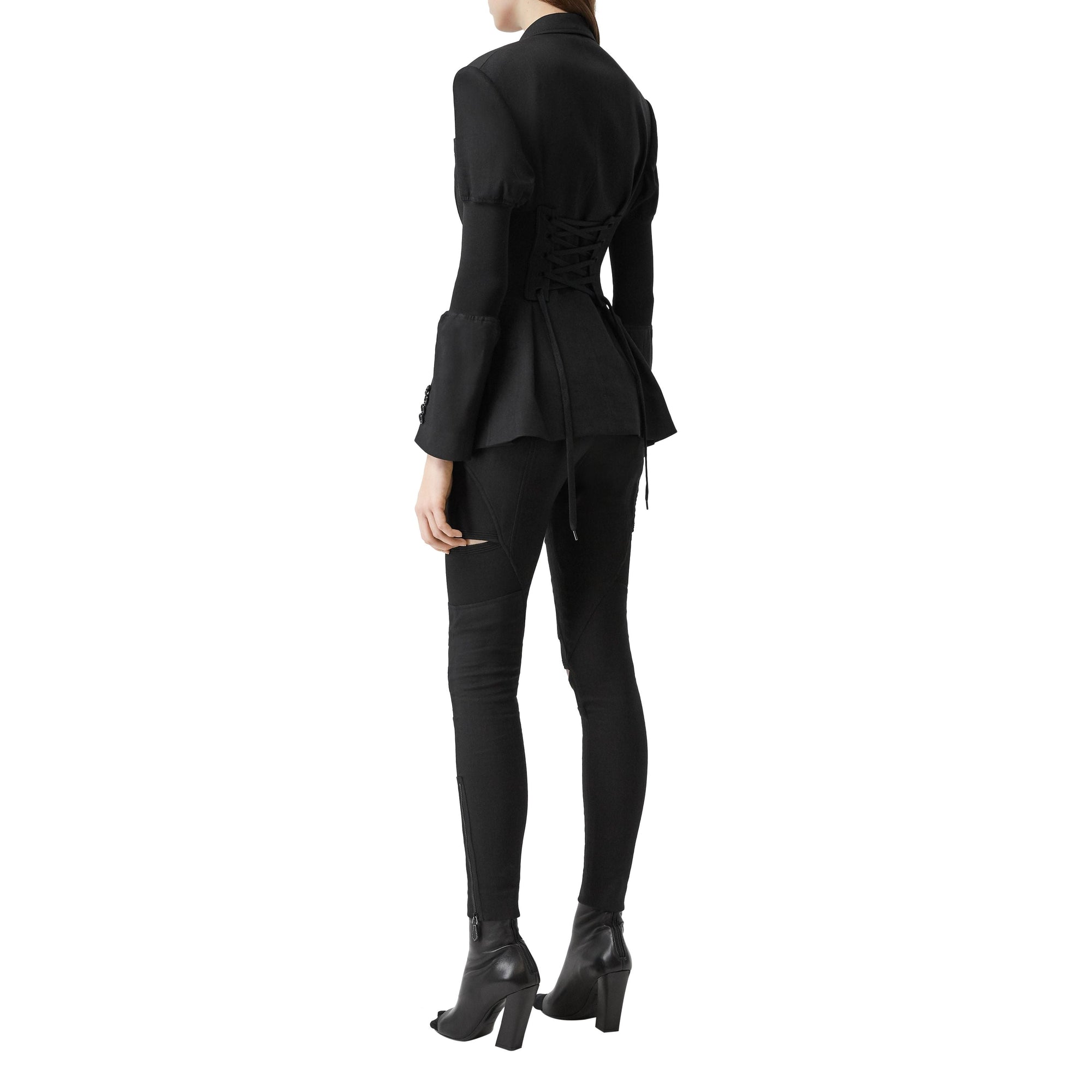 Pantalon skinny en sergé technique avec découpes - Noir