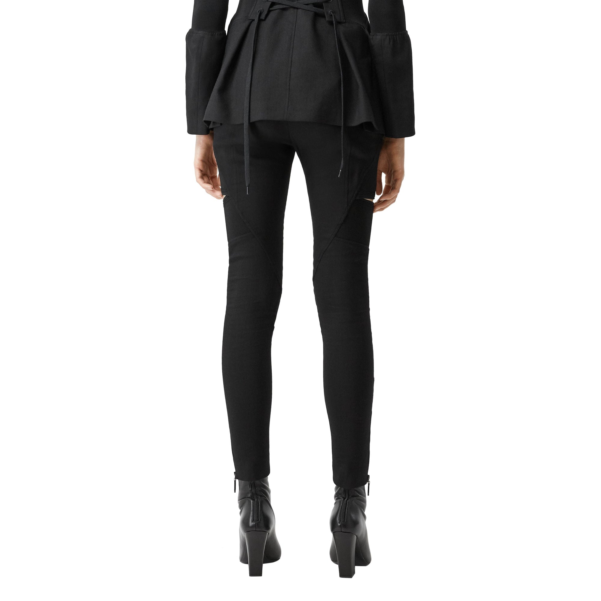 Pantalon skinny en sergé technique avec découpes - Noir