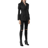 Pantalon skinny en sergé technique avec découpes - Noir