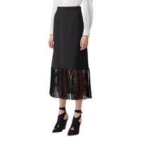 BLACK Jupe trapèze en mohair et laine à franges
