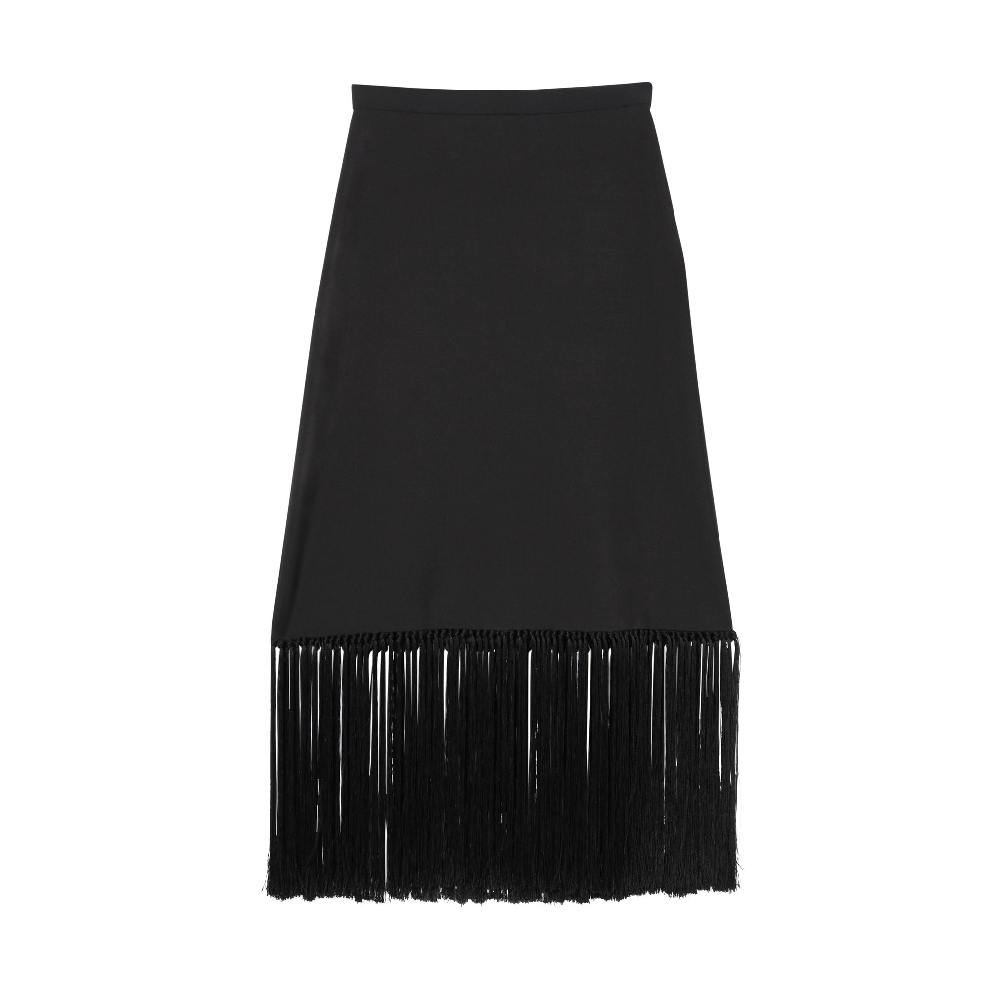 BLACK Jupe trapèze en mohair et laine à franges