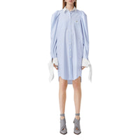 PALE BLUE STRIPE Robe chemise en popeline de coton rayée