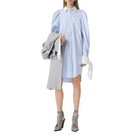 PALE BLUE STRIPE Robe chemise en popeline de coton rayée