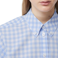 PALE BLUE PATTERN Robe chemise en popeline de coton vichy