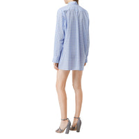 PALE BLUE PATTERN Robe chemise en popeline de coton vichy