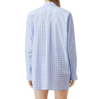 PALE BLUE PATTERN Robe chemise en popeline de coton vichy